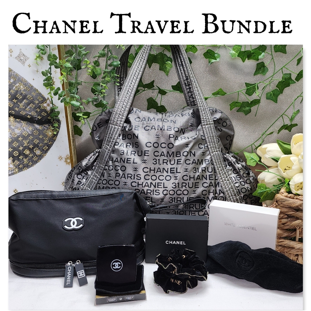 Authentic CHANEL Silver Rue de Cambon Unlimited Bag Travel Bundle
